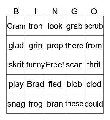 Blends Bingo Card