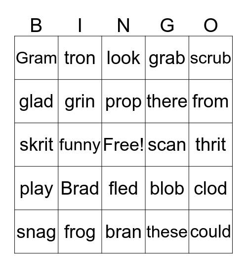 Blends Bingo Card