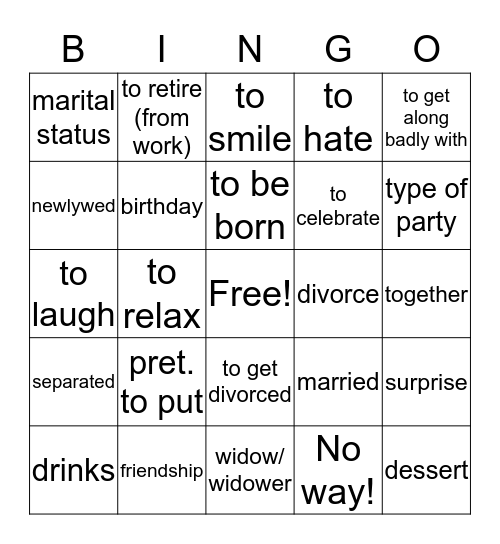 La fiesta Bingo Card