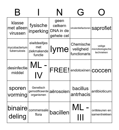 VEI II Bingo Card