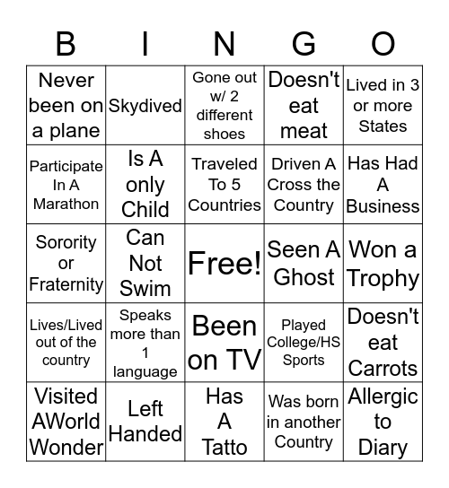 PPO Team Bingo Card