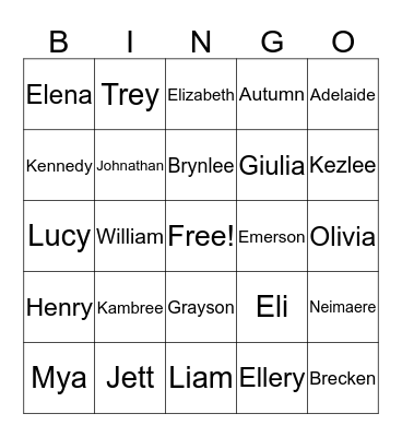 RUMPELSTILTSKIN NAME BINGO Card