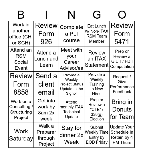 ITAX BINGO - REVIEWER Bingo Card
