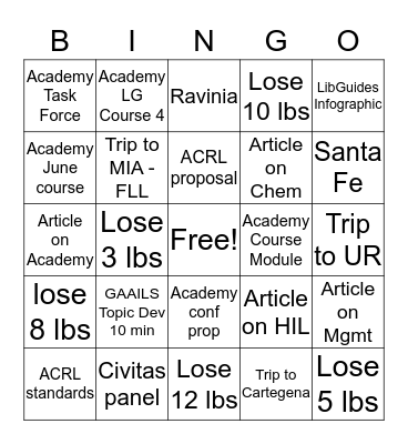 Spring 2019 Bingo Card