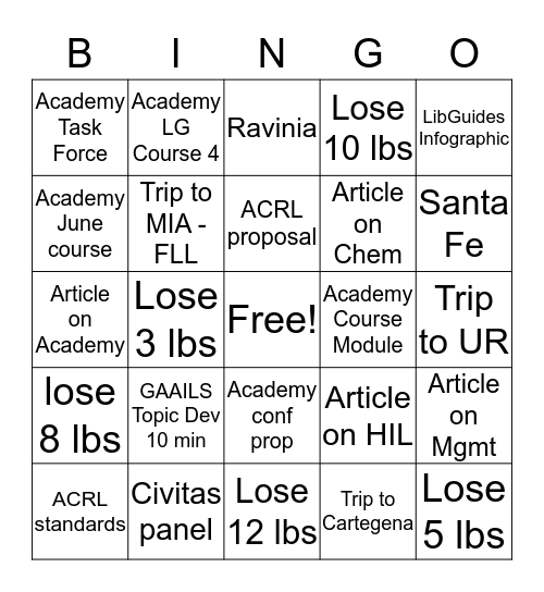 Spring 2019 Bingo Card