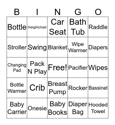 Nicole and Nick Baby Shower Bingo Card