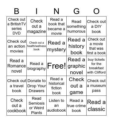 Strasburg-Heisler Library  Winter Reading  Bingo Card