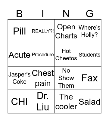 CHI Bingo Card