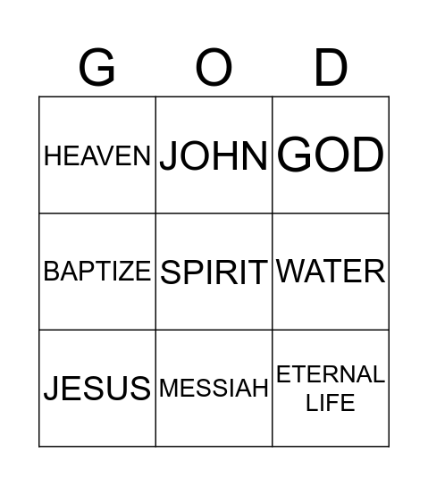 FOLLOW JESUS Bingo Card