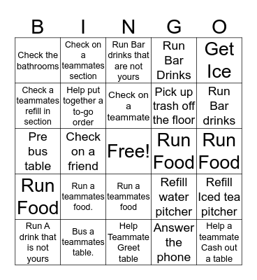 TeamWork Bingo! Bingo Card