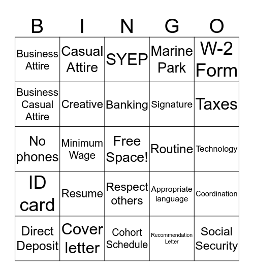 Orientation Bingo 3 Bingo Card