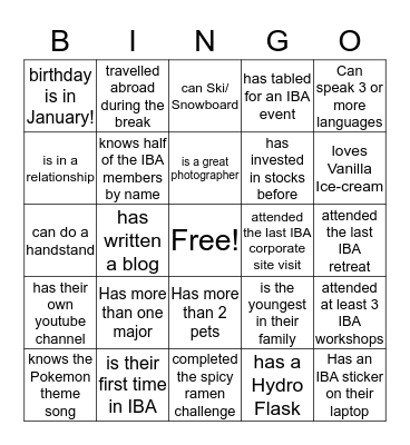 Find Someone who/whose Bingo Card