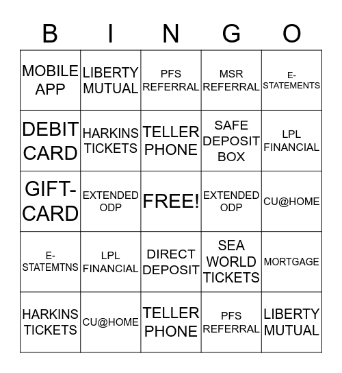 CHANDLER BINGO GALORE Bingo Card