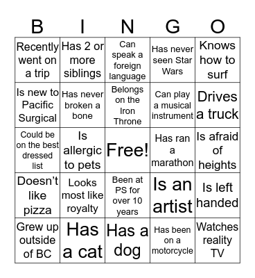 Find Someone Who... Bingo Card