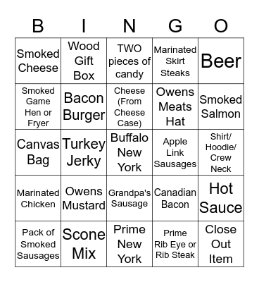 Upsell Bingo Card