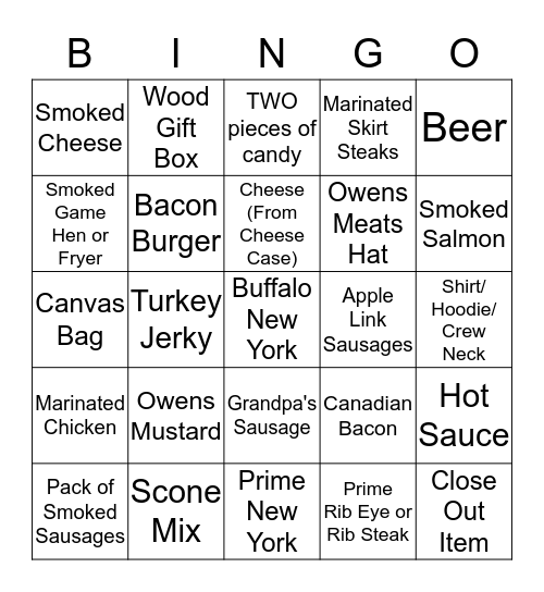 Upsell Bingo Card