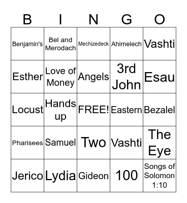 How much do you know you Bible? Bingo! Bingo Card