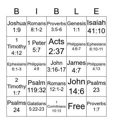 Bible Bingo Card