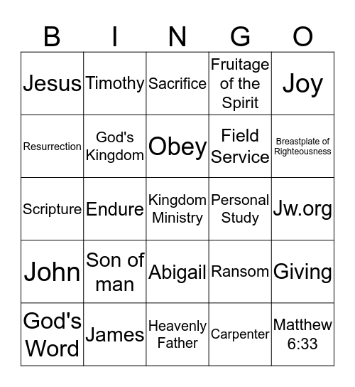 JW Bingo Card