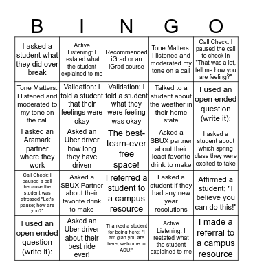 FASS Corporate Enrollment and Online Services Bingo Card