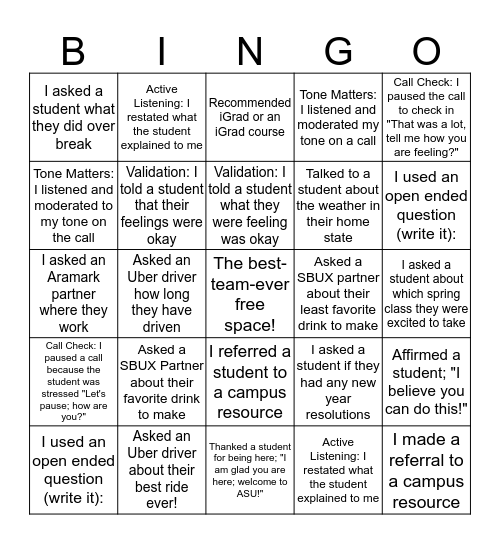 FASS Corporate Enrollment and Online Services Bingo Card