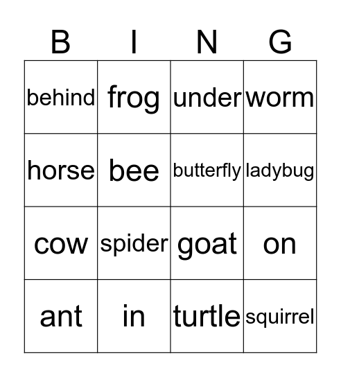 Hip Hip Hooray 1 Unit 5 Bingo Card