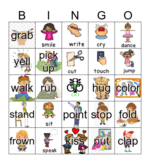 Action Verbs Bingo Card