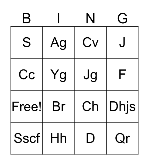 CHAN Bingo Card