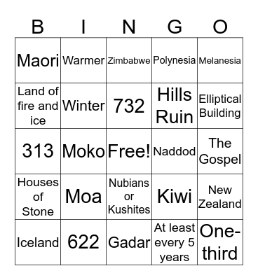 Lessons 43-45 Bingo Card