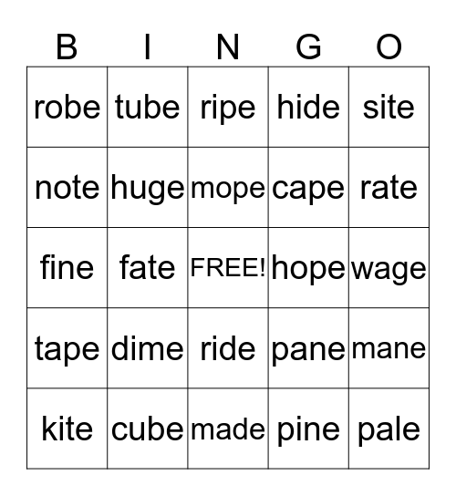 CVC to CVCE BINGO Card