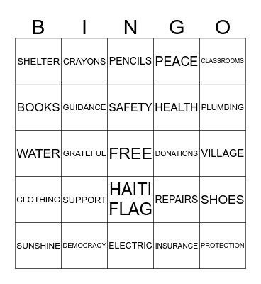 HAITI BINGO Card