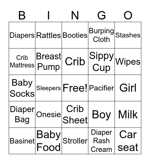 Gender Reveal Bingo Card