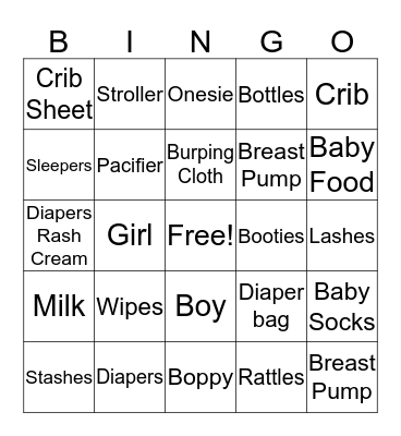 Gender Reveal Bingo Card