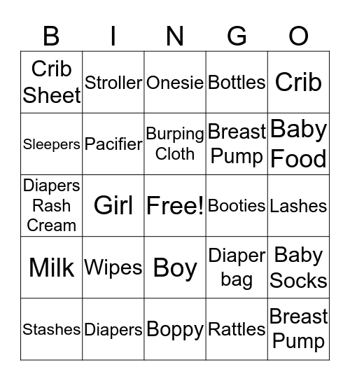 Gender Reveal Bingo Card