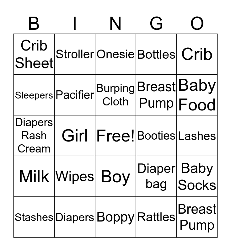 Gender Reveal Bingo Card