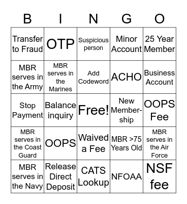 CCO Bingo Card