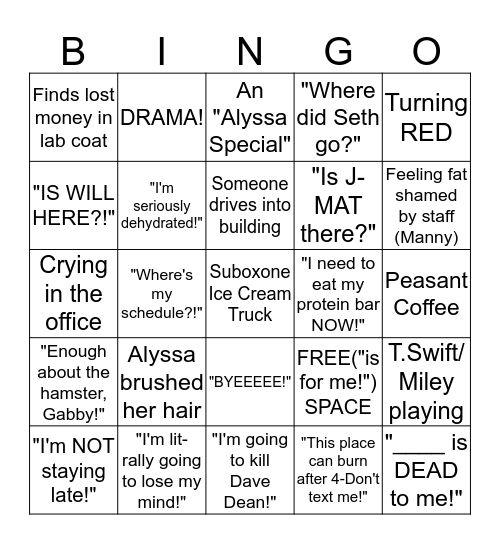 ALYSS-O !!! Bingo Card