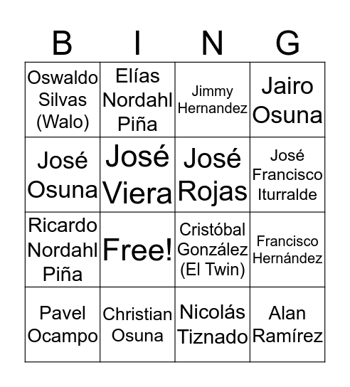 Banda MS Bingo Card
