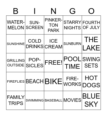 Mrs. Campbell's Summer Challenge  Bingo Card