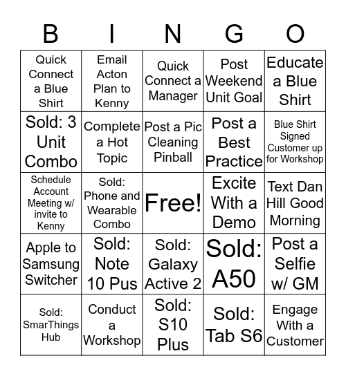 SEC Bingo Card