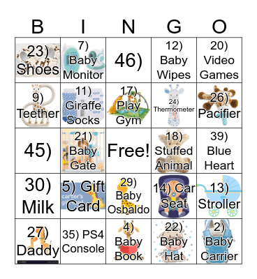 Baby Bingo Card