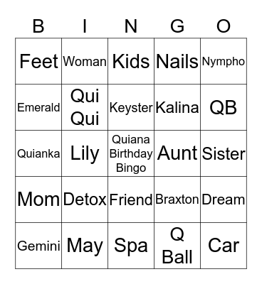 Quiana Bingo Card