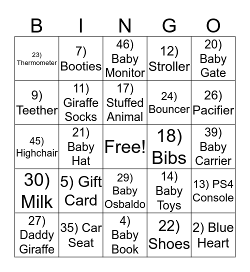 Baby Osbaldo's Bingo Card