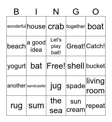 Fun at the beach Bingo Card