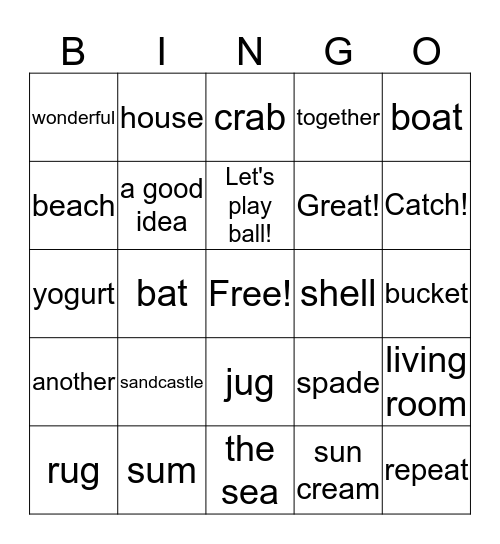 Fun at the beach Bingo Card