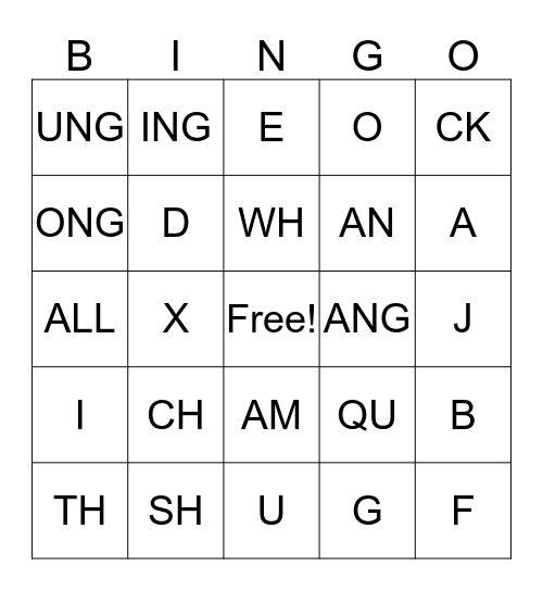 Phonics BINGO Card