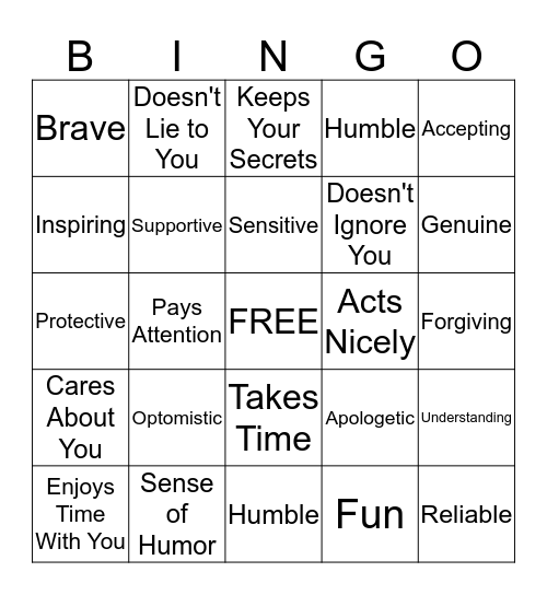 Friendship Bingo Card