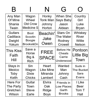 Country Bingo Card