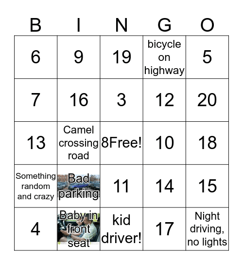 Saudi Road Bingo Card