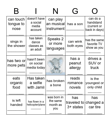 People Bingo Card